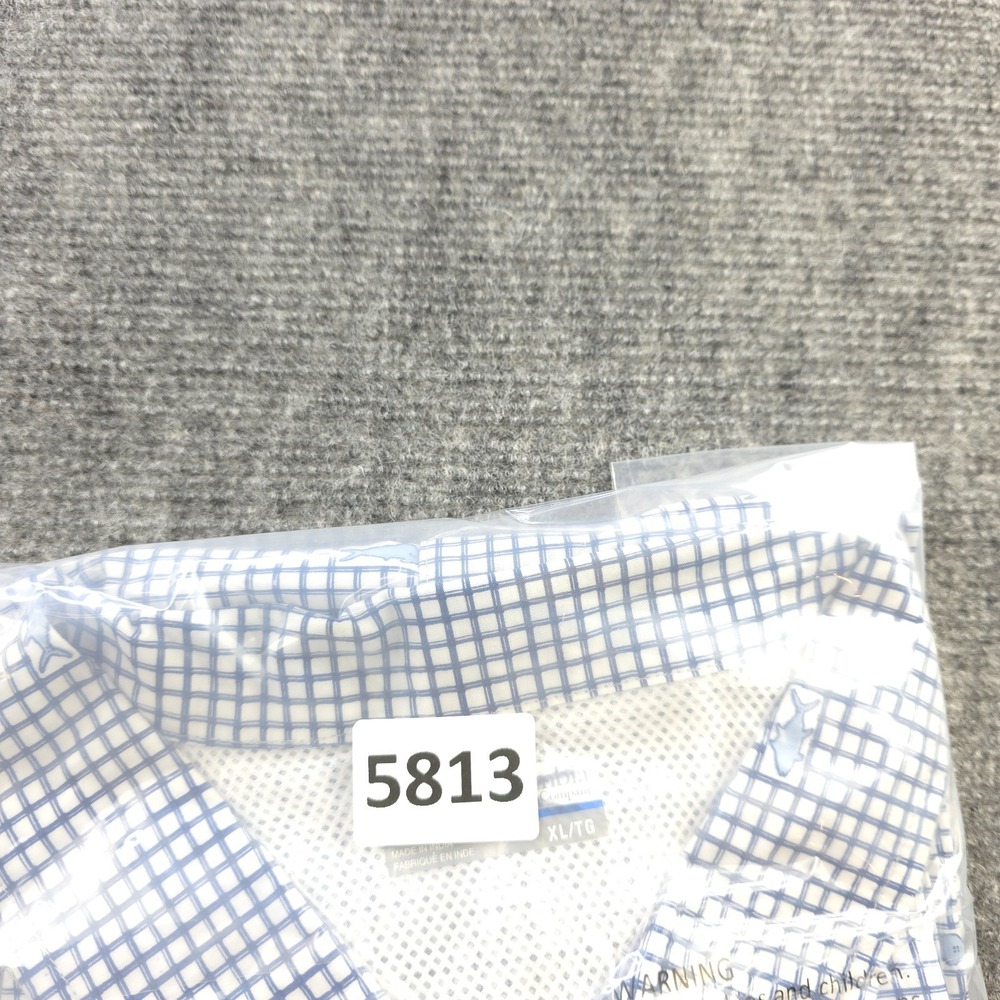 Columbia Pfg Shirt XL Shark Print Blue Check Vented Short Sleeve Fishing Button - Picture 8 of 8